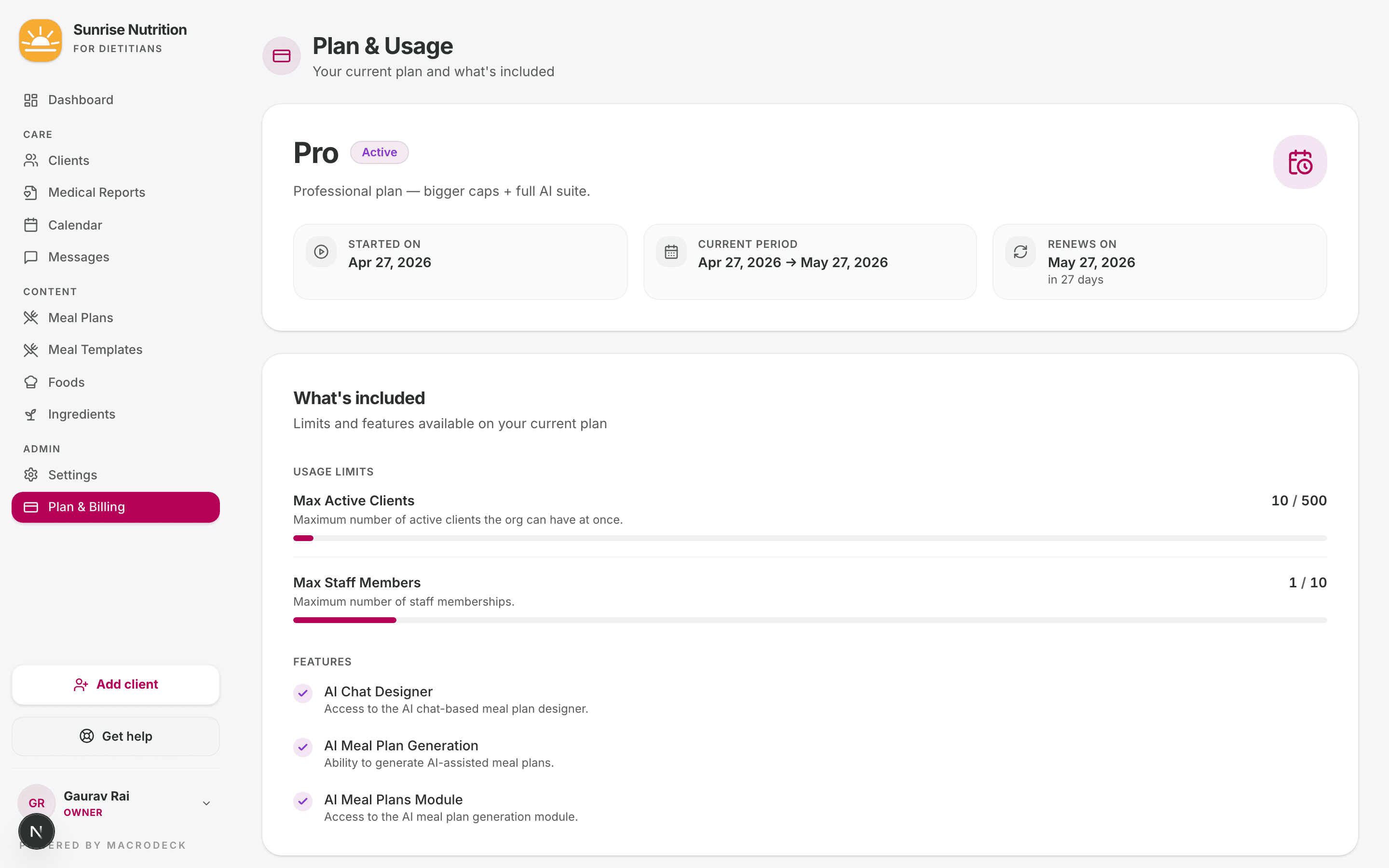 Plan & Billing