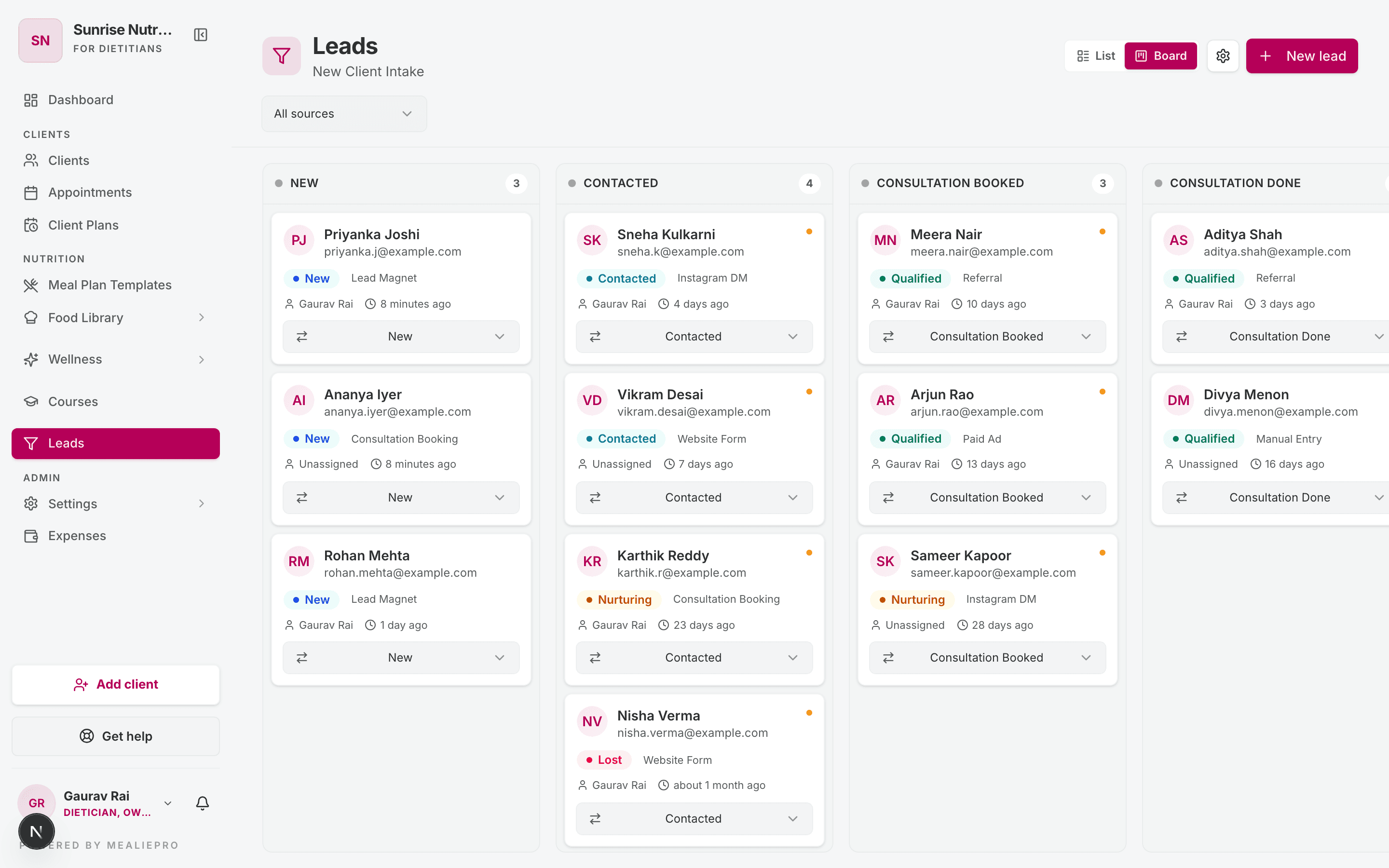 Leads board